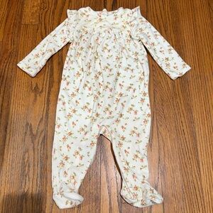 NWOT Ralph Lauren Floral Brushed Cotton Blend Velour Footed Coverall Size 6M